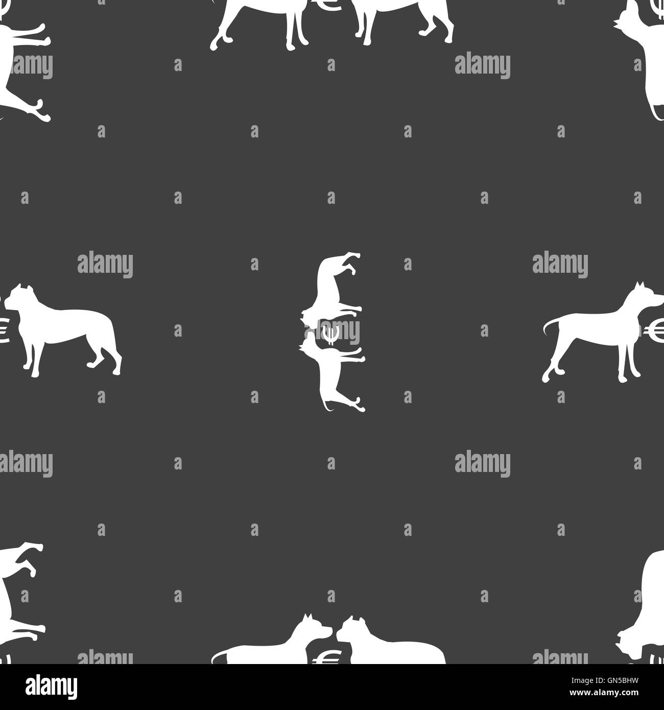 Les paris sur l'icône de combats de chiens signe. Motif transparente sur un fond gris. Vector Illustration de Vecteur