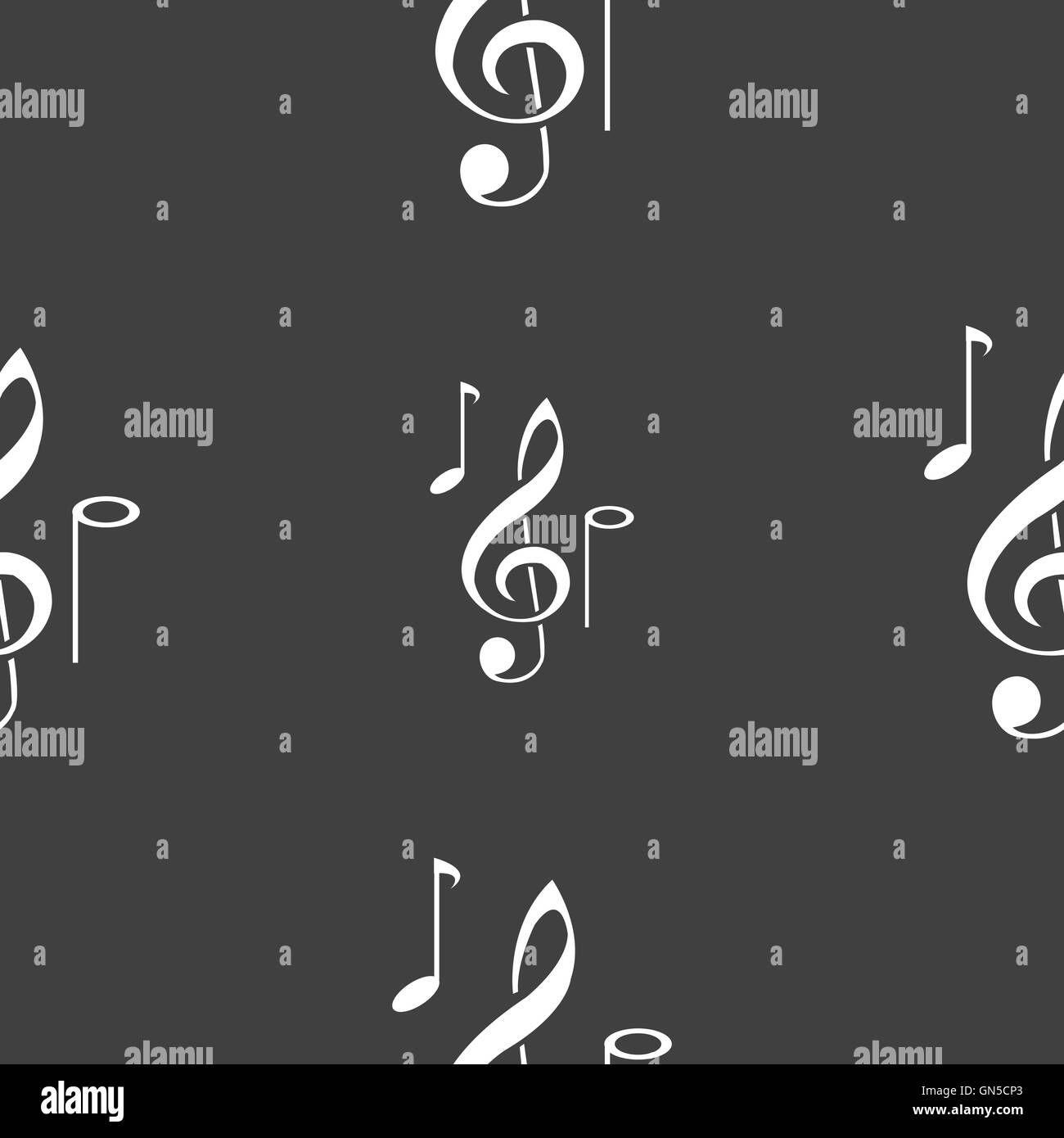 Des notes de musique se déconnecter icône. Motif transparente sur un fond gris. Vector Illustration de Vecteur