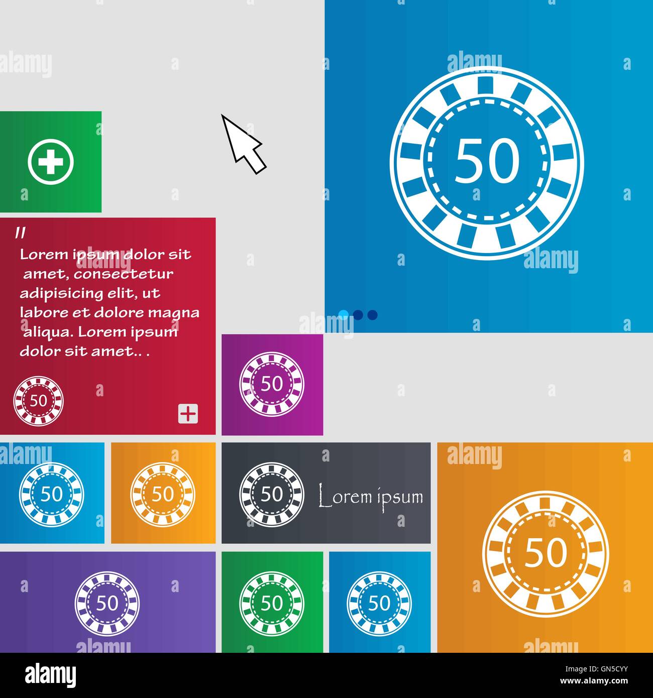 L'icône Casino signe. boutons. Site web interface moderne avec des touches curseur pointeur. Vector Illustration de Vecteur