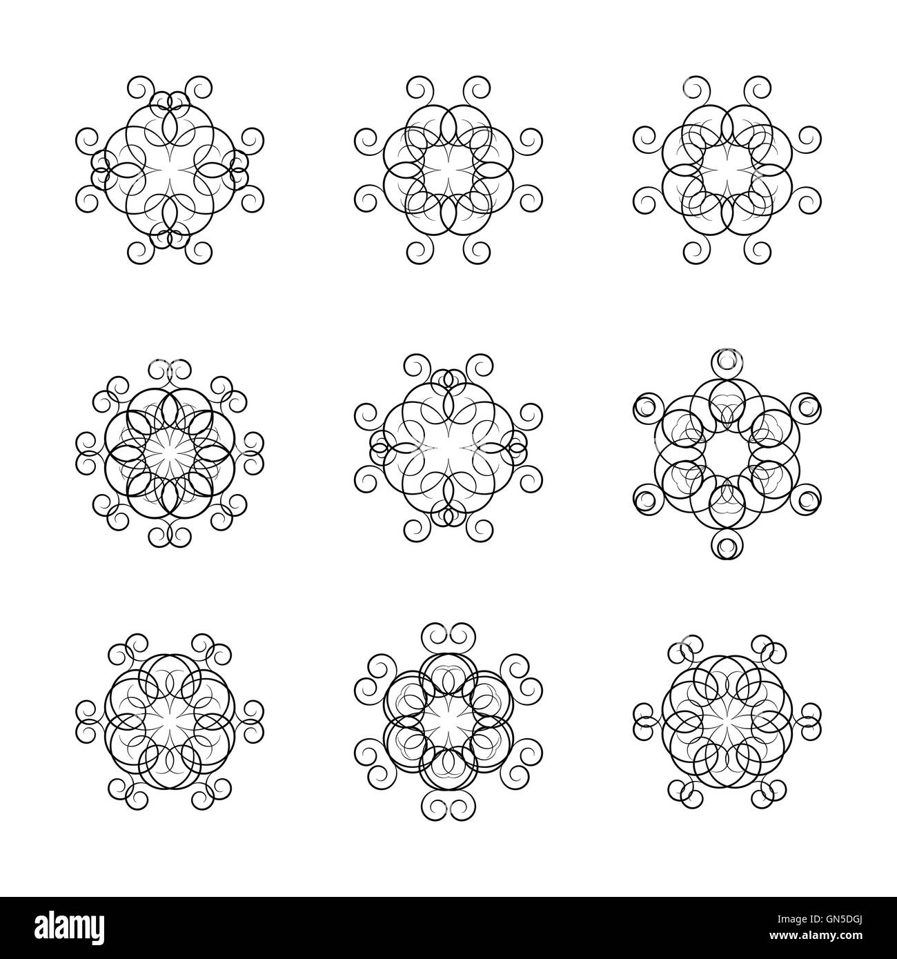 Un ensemble d'ornements circulaires, vector illustration. Illustration de Vecteur