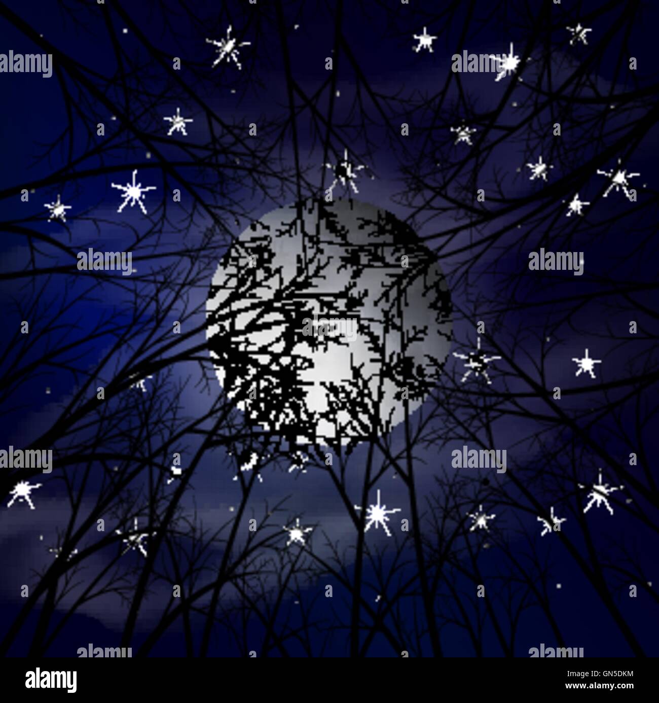 Lune nuit paysage. Vector illustration Illustration de Vecteur