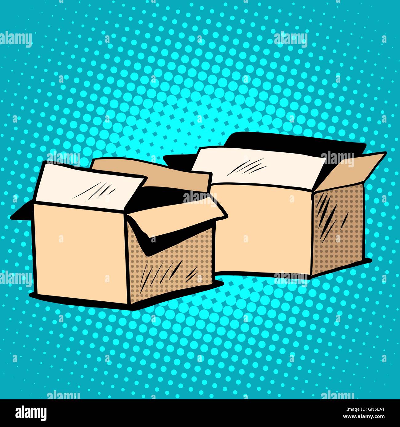 Emballage caisses carton retro Illustration de Vecteur