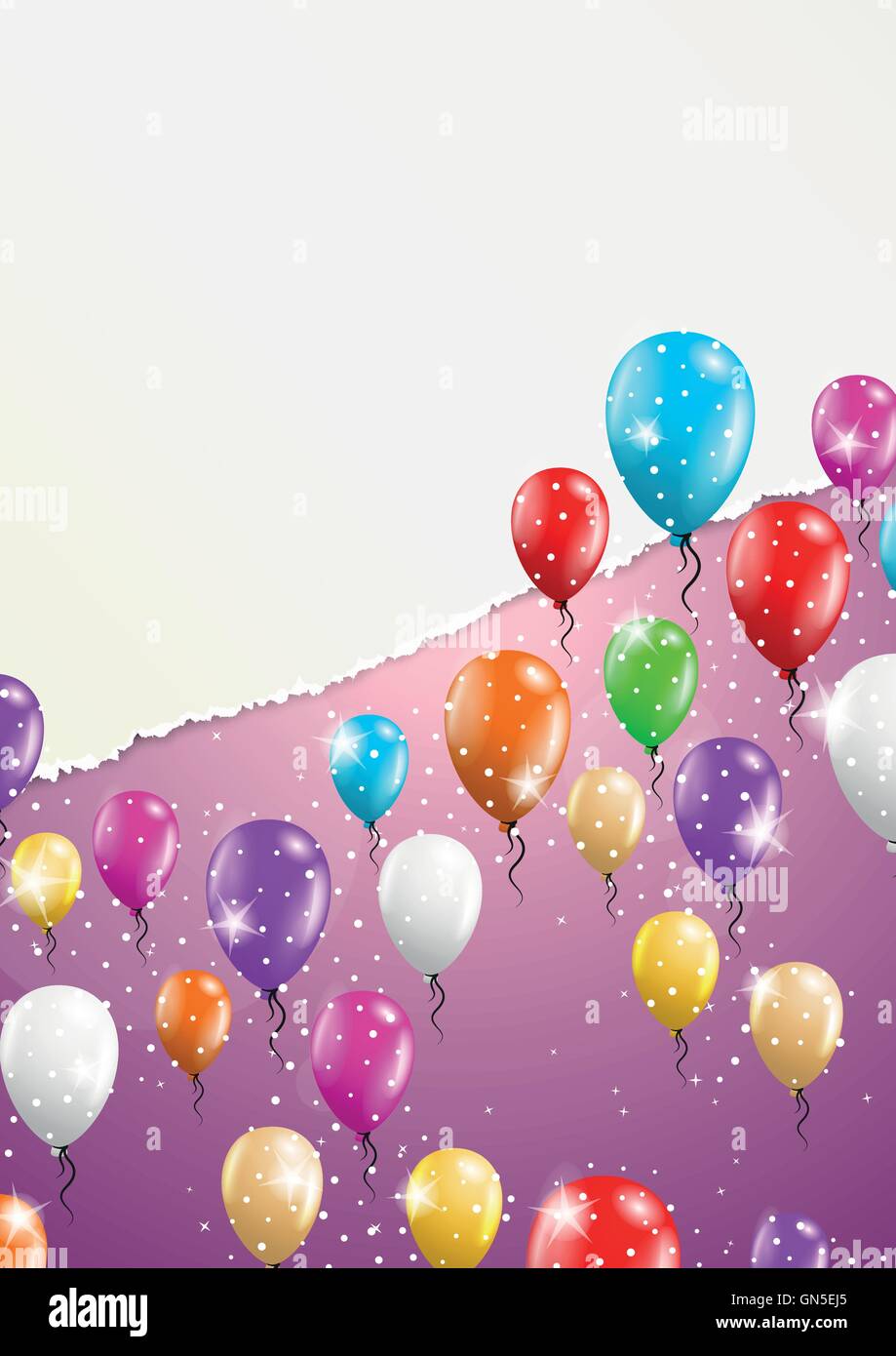 Contexte avec des ballons et du papier déchiré Illustration de Vecteur