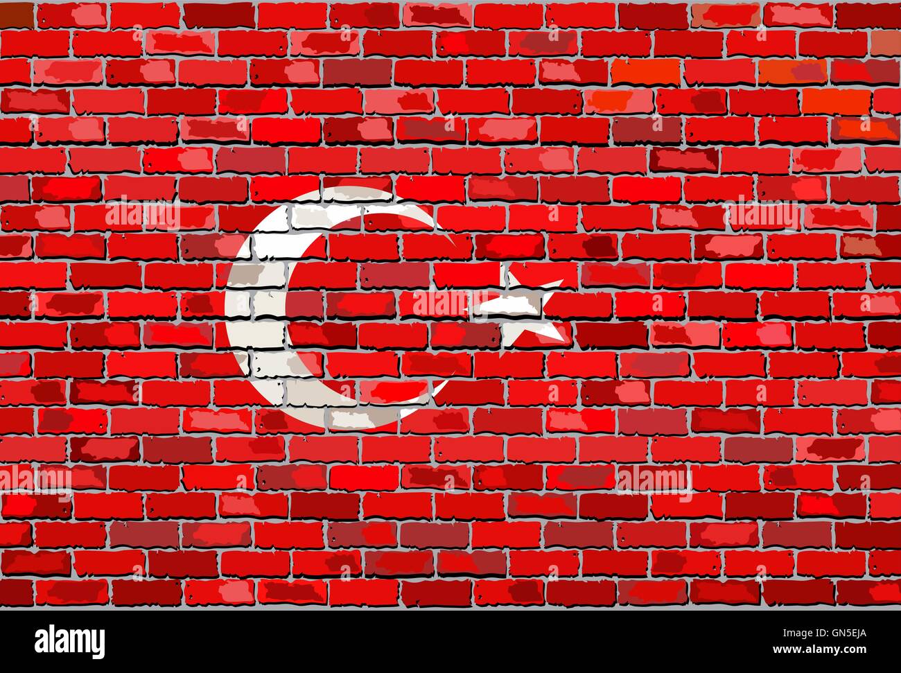 Drapeau de la Turquie sur un mur de briques Illustration de Vecteur