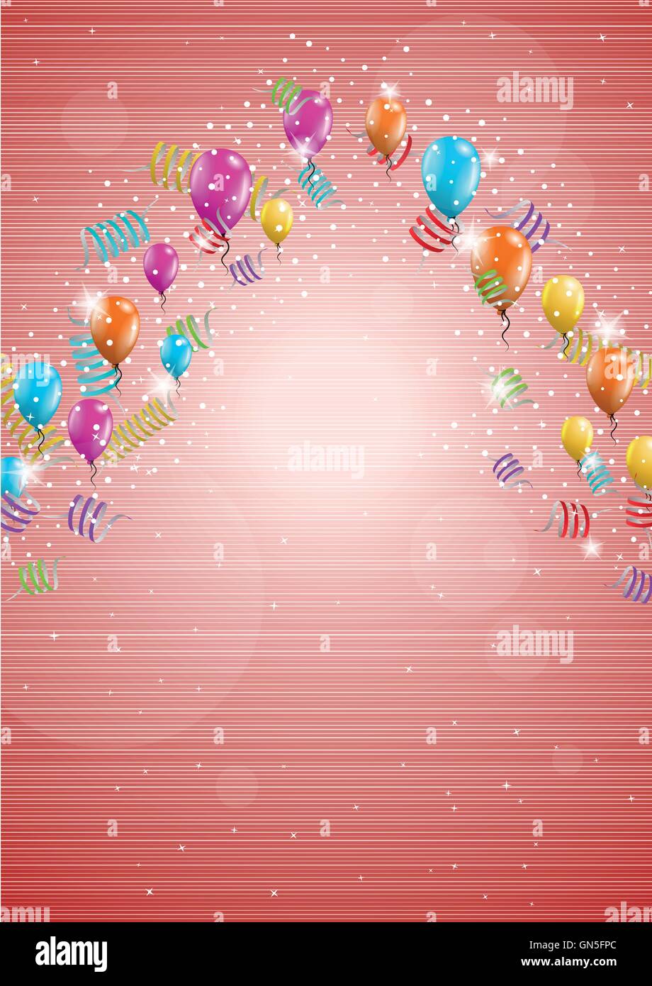 Arrière-plan avec des ballons et des confettis Illustration de Vecteur