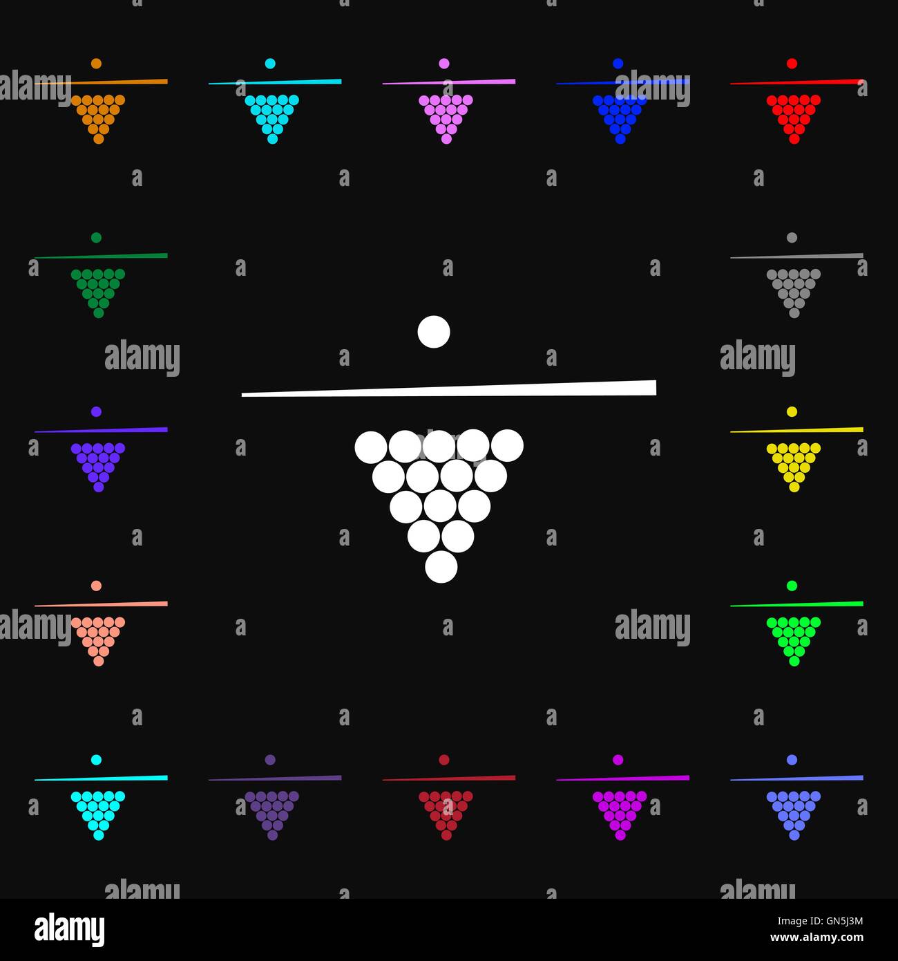 Jeu de billard billard icône matériel signe. Beaucoup de symboles colorés pour votre conception. Vector Illustration de Vecteur