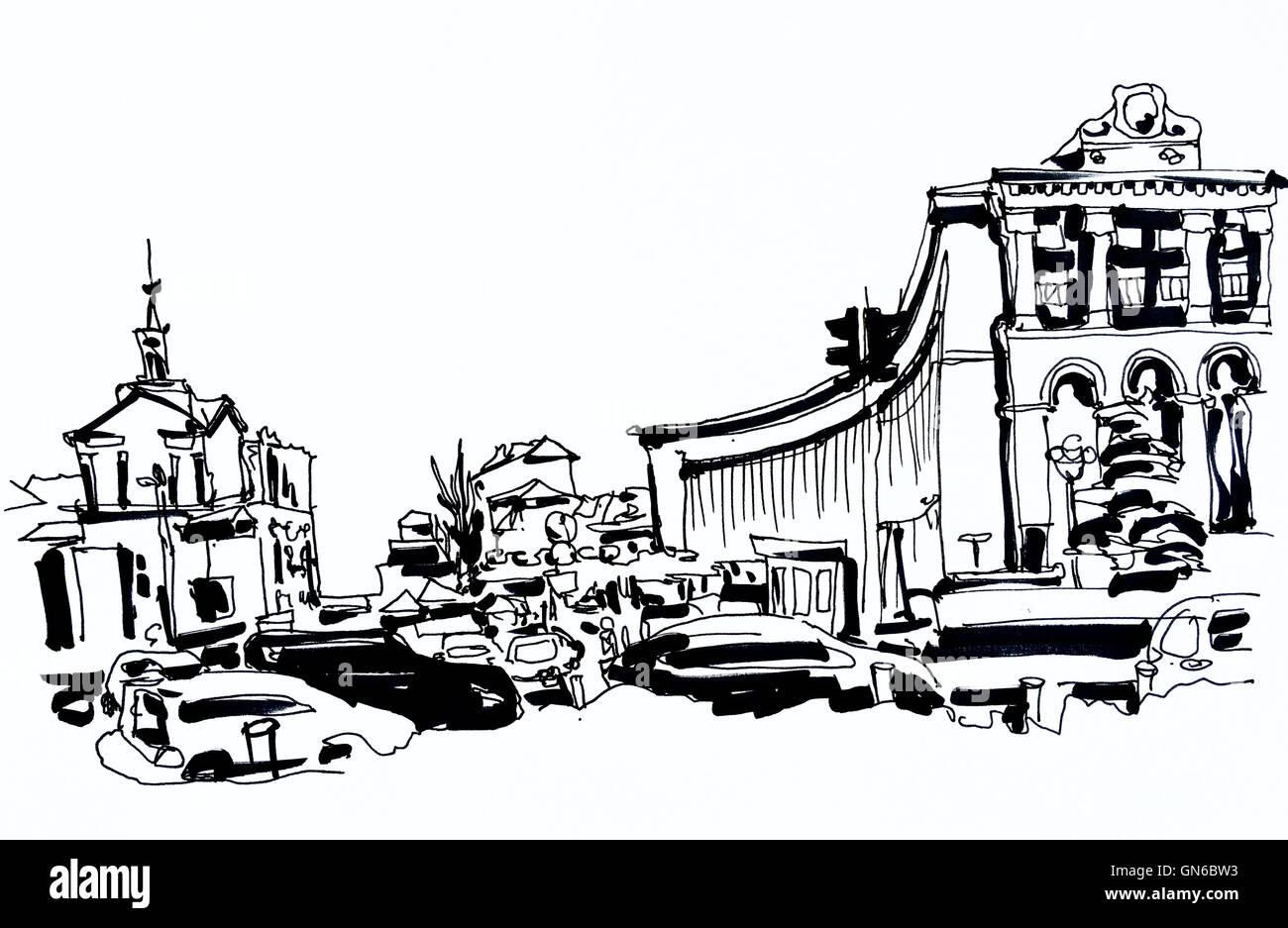 Dessin marqueur de la rue principale Khreshchatyk de l'Ukrainian Banque D'Images