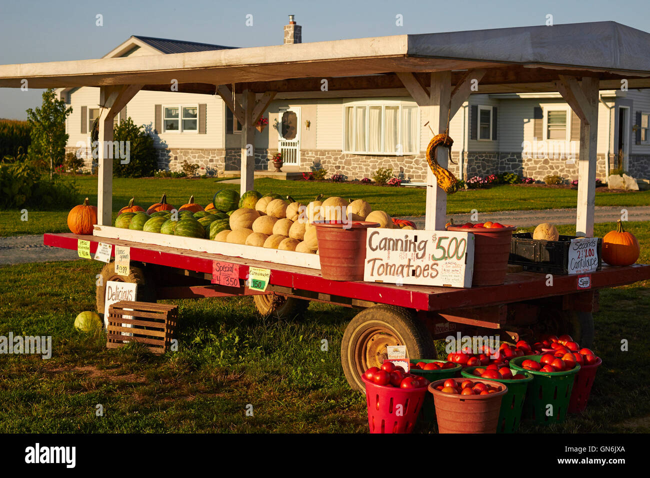 Route locale Farm Market, New Holland, comté de Lancaster, Pennsylvanie, USA Banque D'Images
