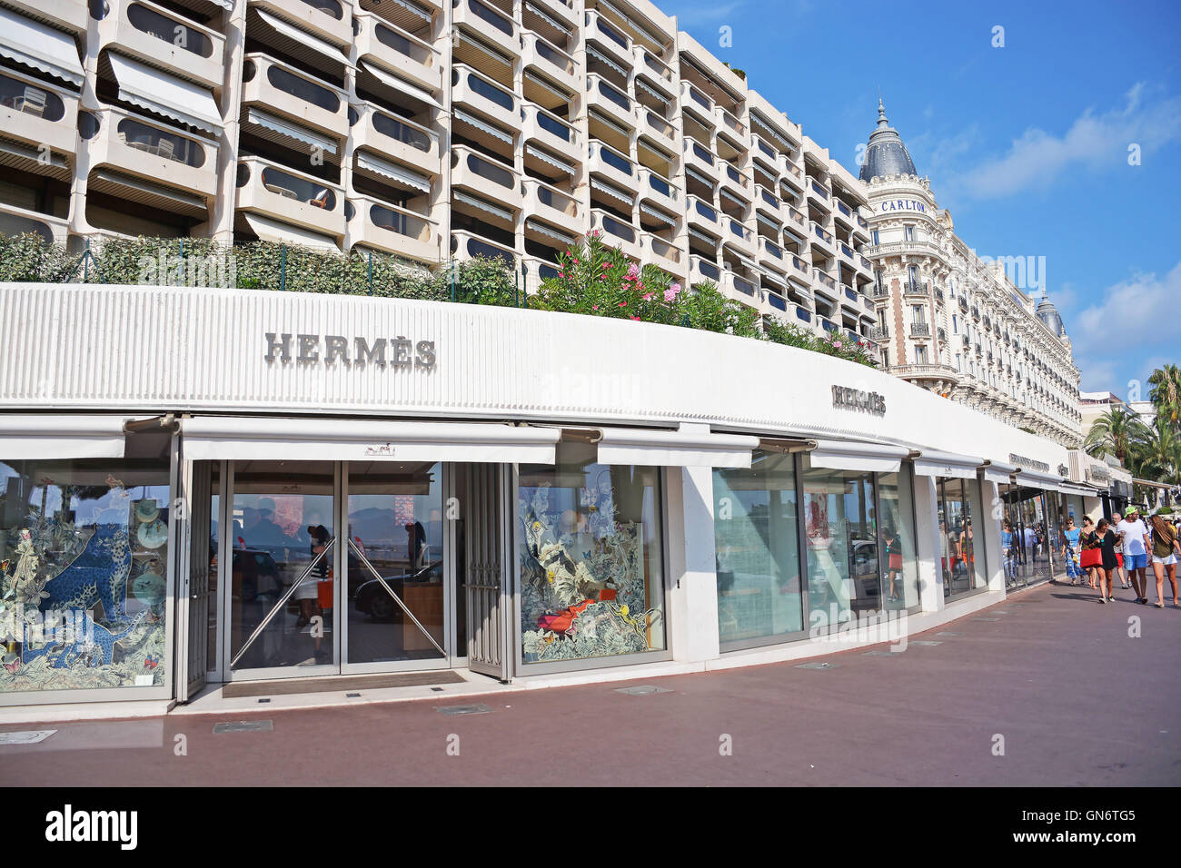 Boutique Hermes, boulevard de la Croisette, Cannes France Photo Stock