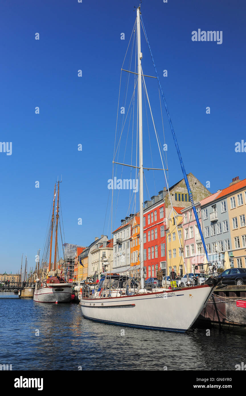 La location au canal de Nyhavn, Copenhague, Danemark Banque D'Images