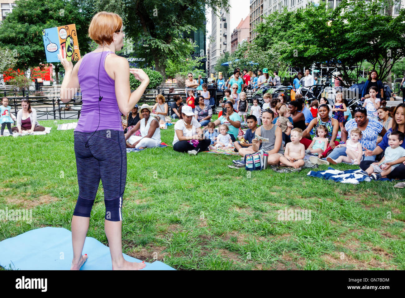 New York City, NY NYC, Manhattan, Midtown, Union Square Park, parc public, Summer in the Square, série de divertissements hebdomadaire, événement, activités, sto interactif Banque D'Images