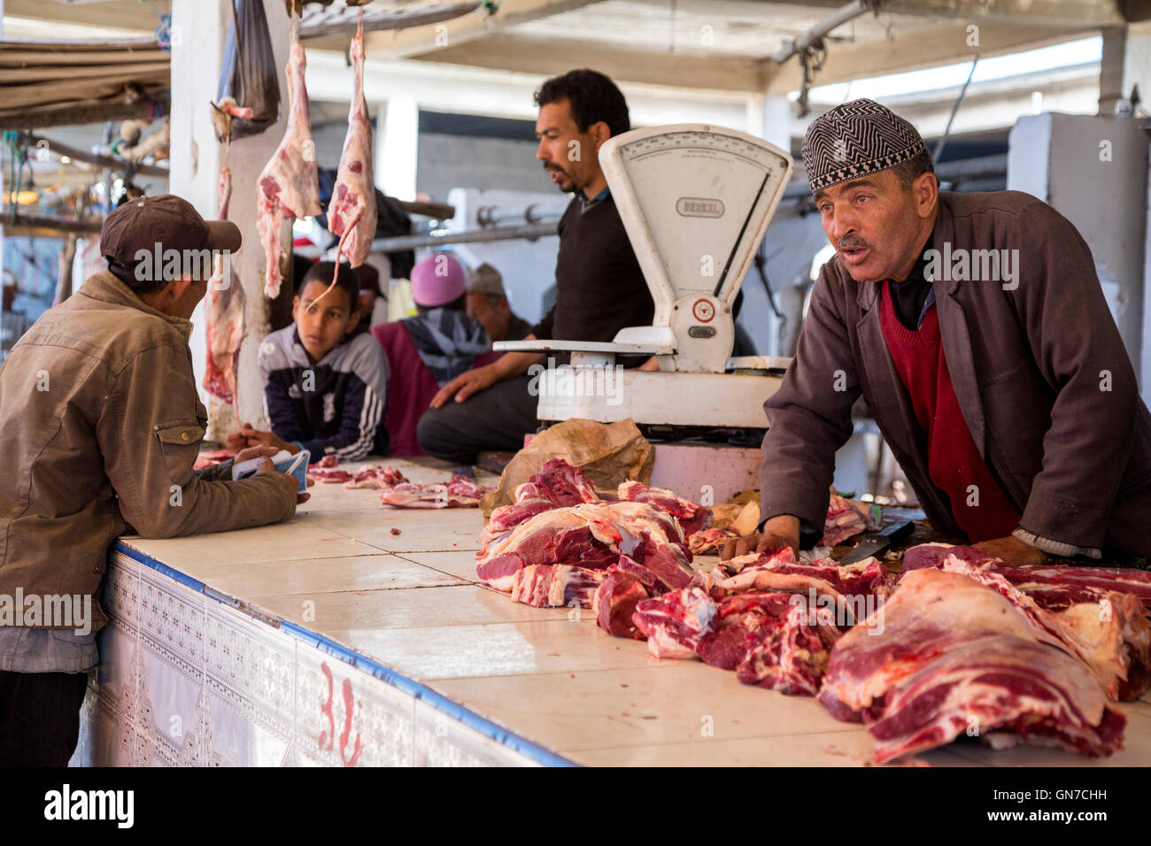 Le Maroc. Dans le boucher avait marché Draa, Essaouira Province. Banque D'Images