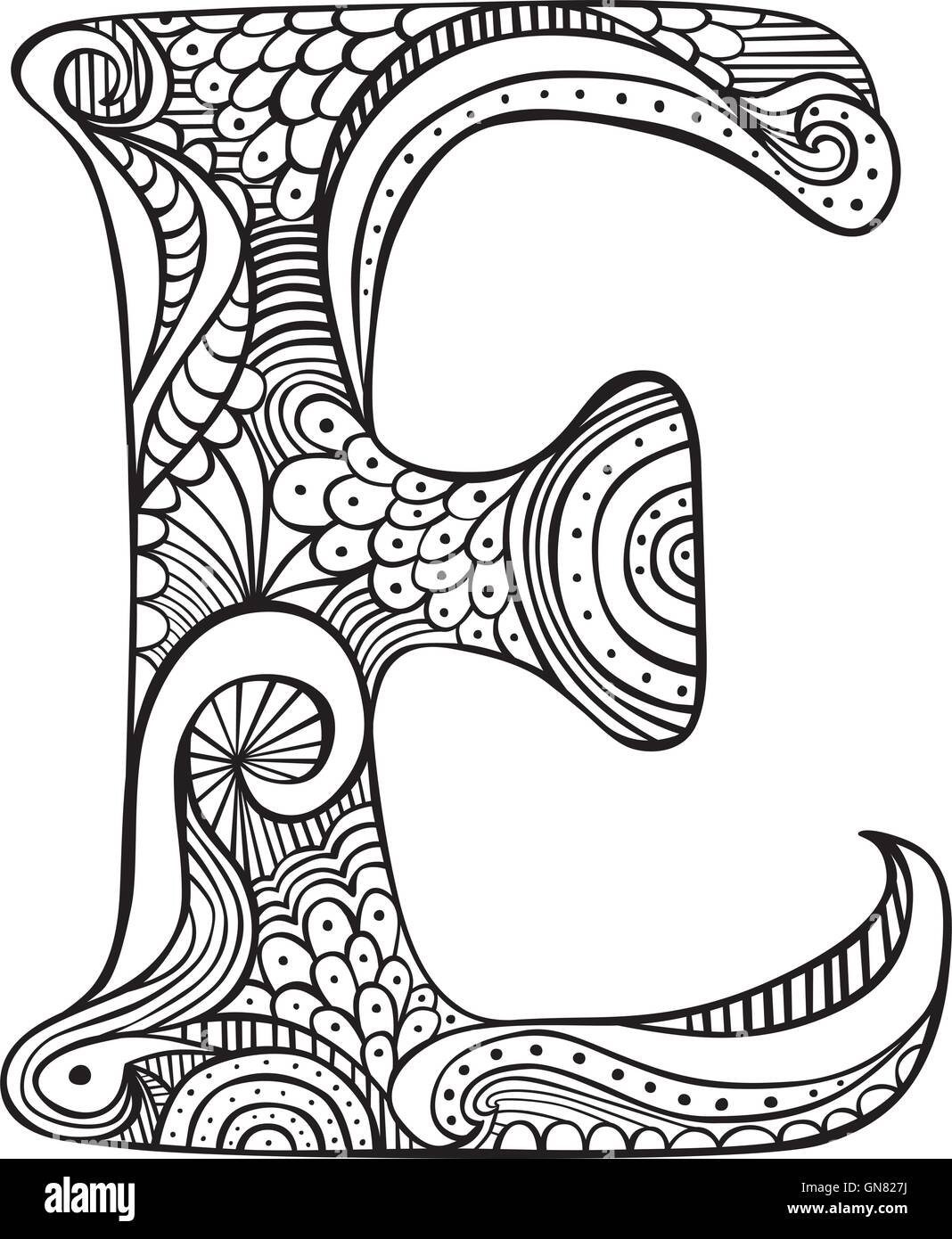 Lettre illustrée E Image Vectorielle Stock - Alamy