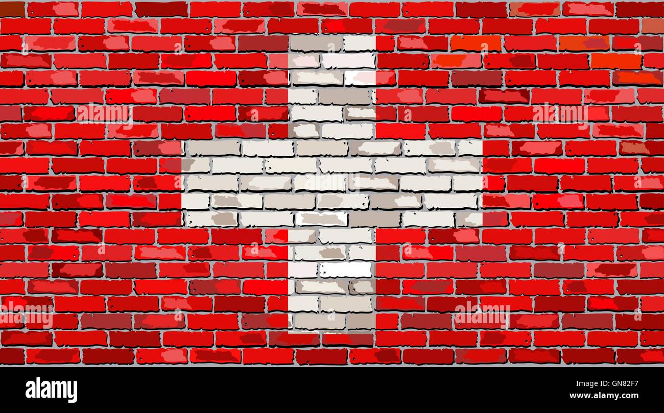 Drapeau de la Suisse sur un mur de briques Illustration de Vecteur