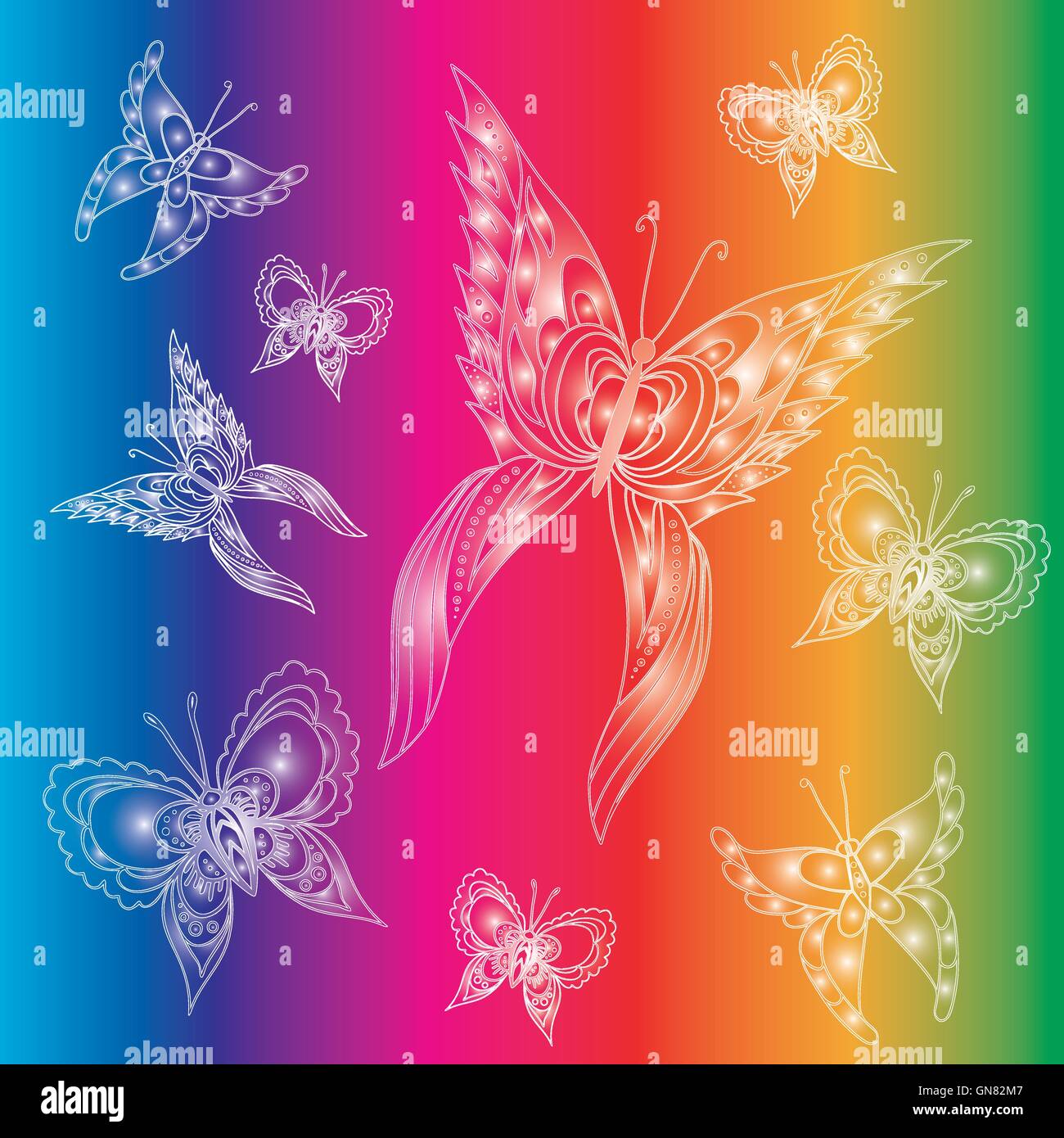 Les papillons. Série d'illustrations vectorielles. White Illustration de Vecteur