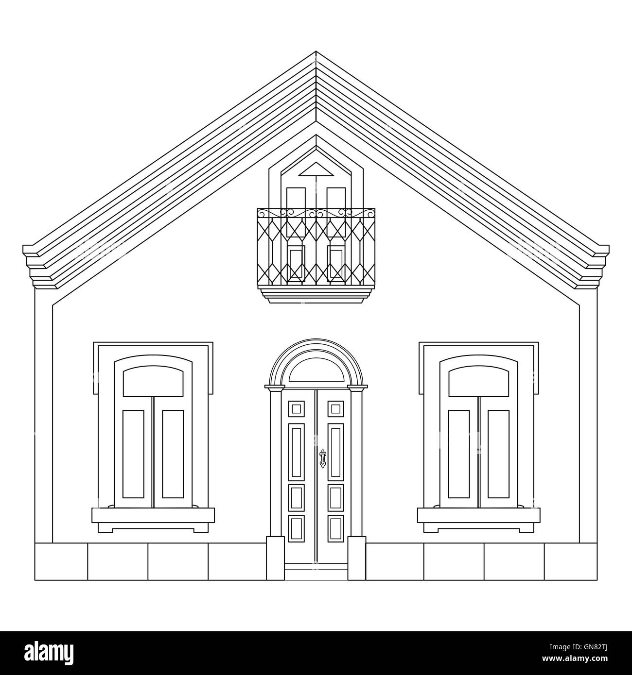 Ligne de croquis à la maison. Croquis de la chambre. Vector illustration Illustration de Vecteur