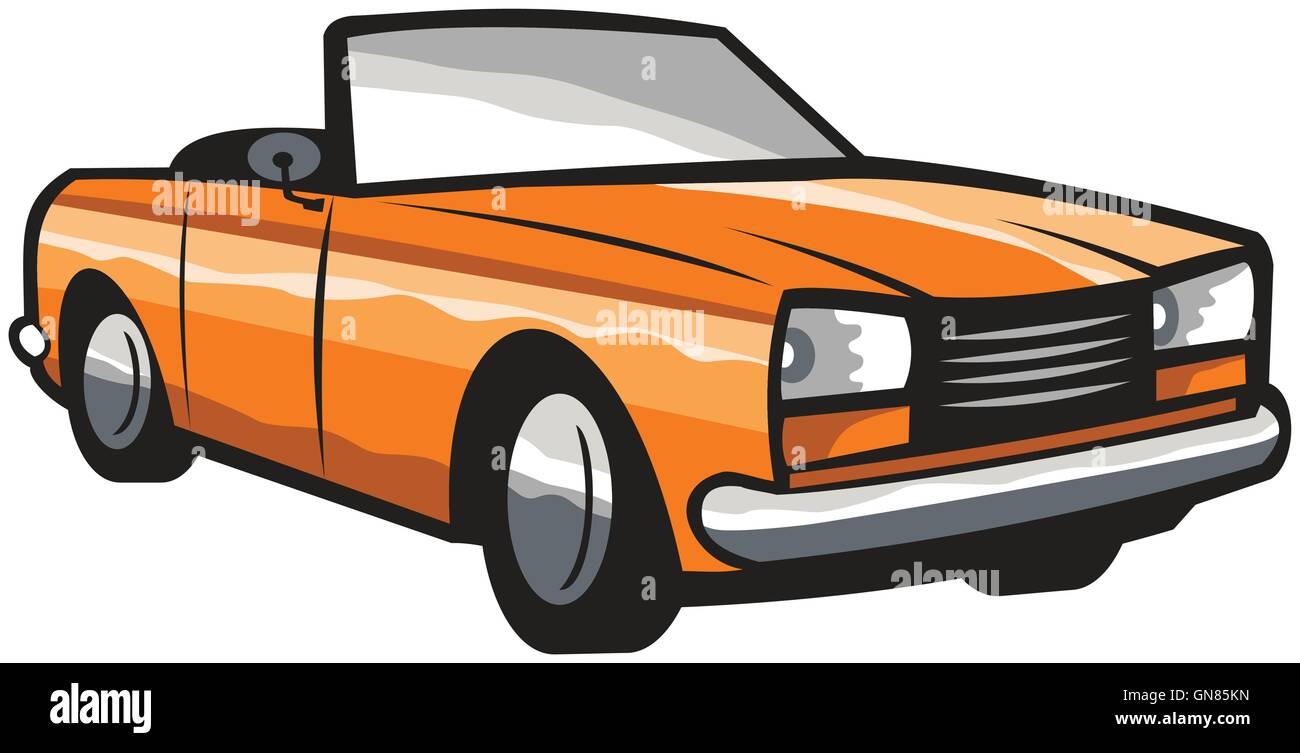 Cabriolet Voiture Vintage Retro descendante isolée Illustration de Vecteur