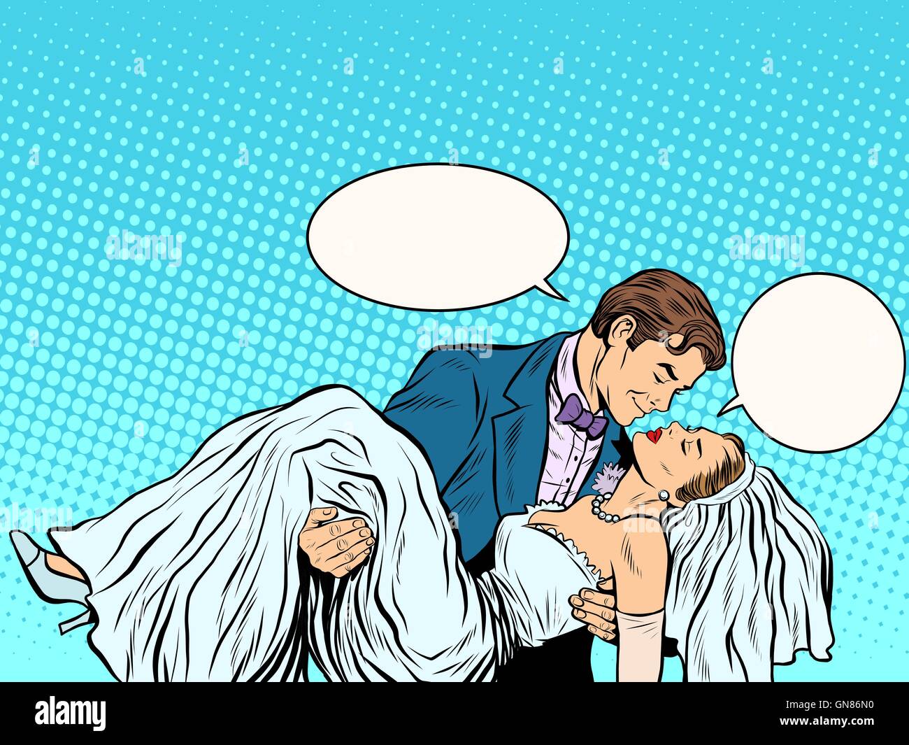 Le marié porte la mariée Illustration de Vecteur