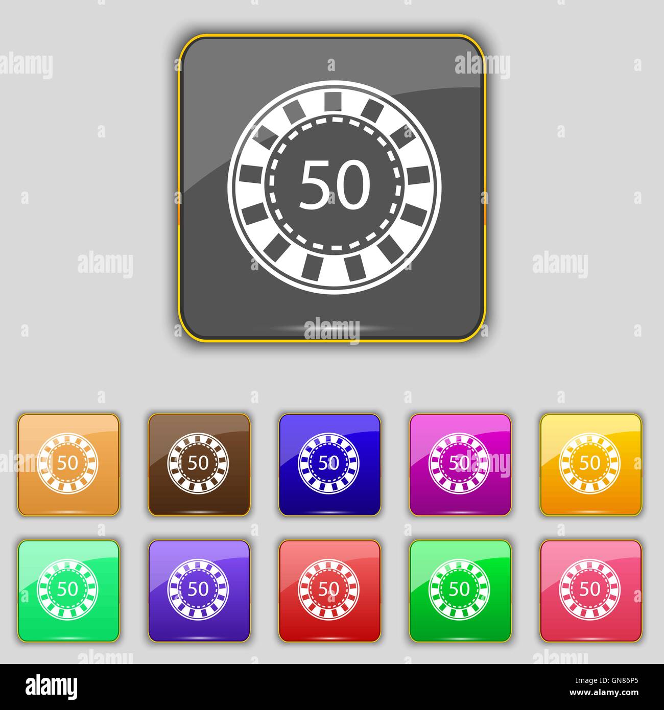 L'icône Casino signe. Set avec 11 boutons de couleur pour votre site. Vector Illustration de Vecteur
