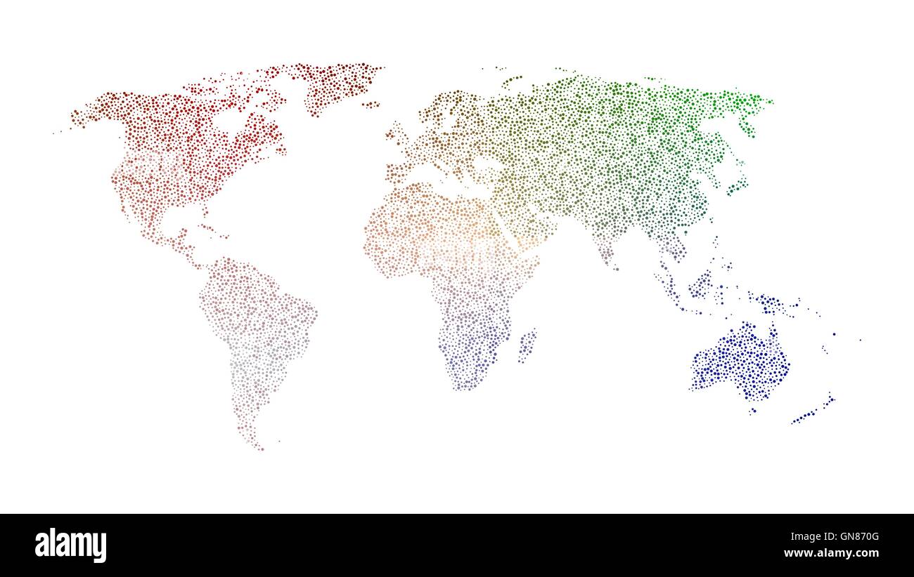Carte du monde créé à partir de points de couleurs Image Vectorielle Stock Alamy
