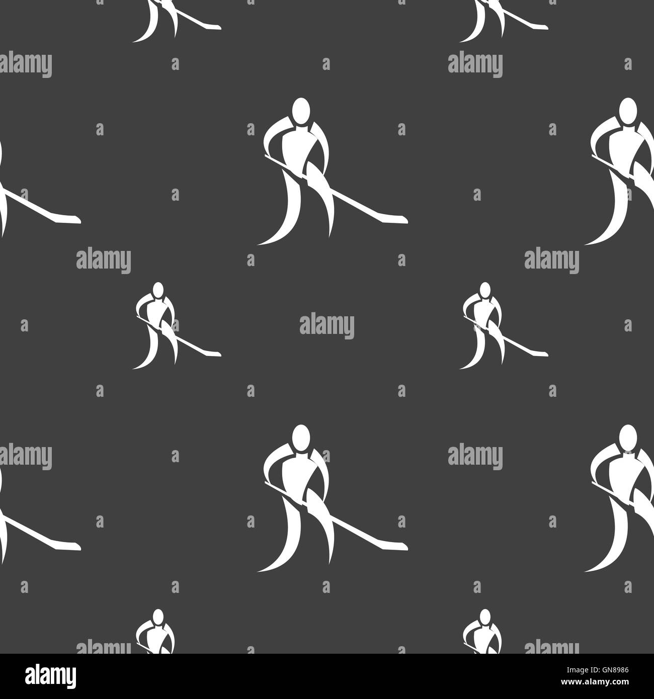 Sport d'hiver, le Hockey Se déconnecter icône. Motif transparente sur un fond gris. Vector Illustration de Vecteur