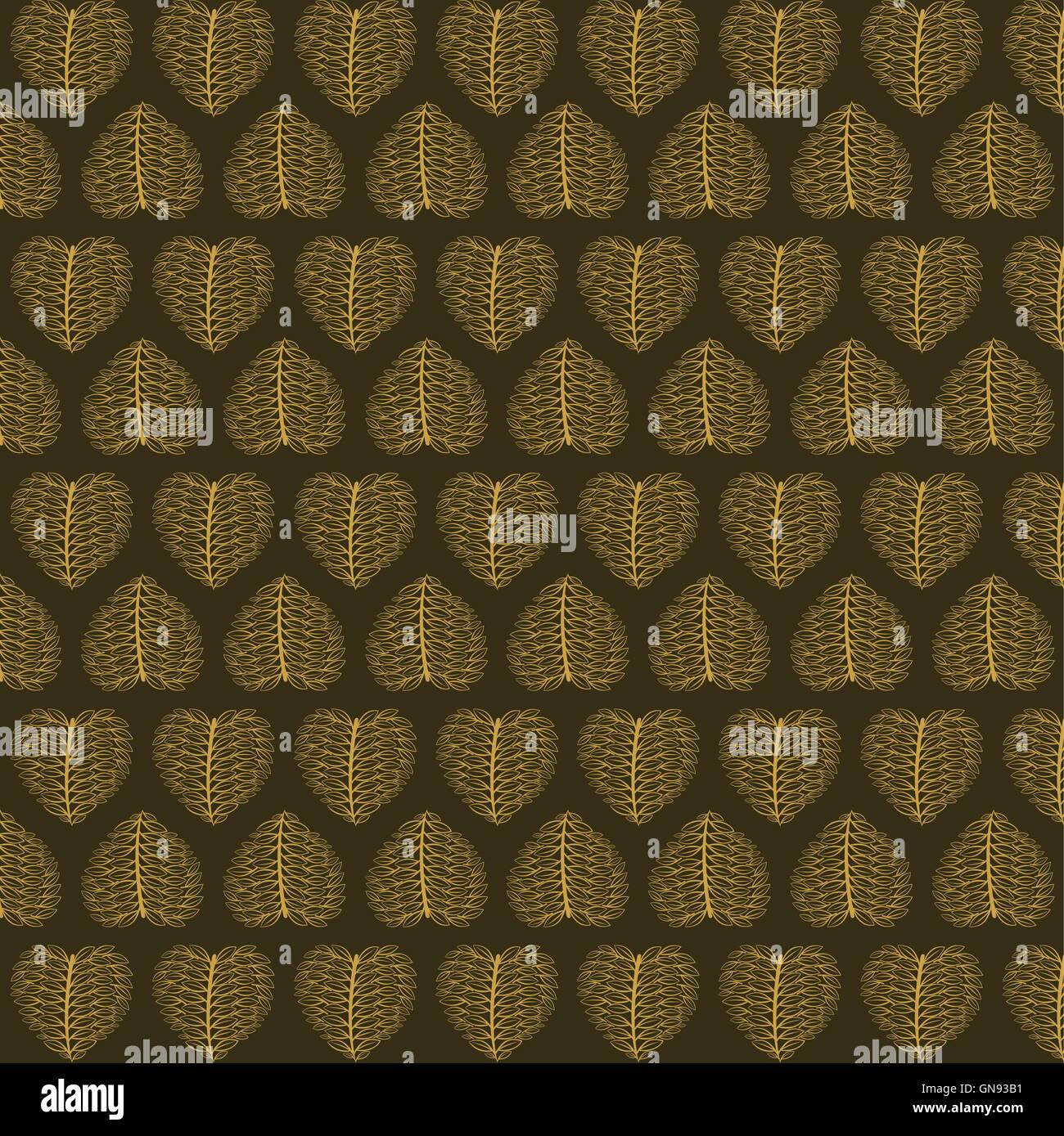 Motif de feuilles d'or valentines créative conception d'arrière-plan Illustration de Vecteur