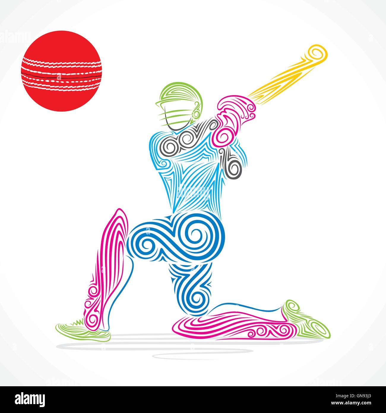 Joueur de cricket creative abstract design par coup de pinceau vector Illustration de Vecteur