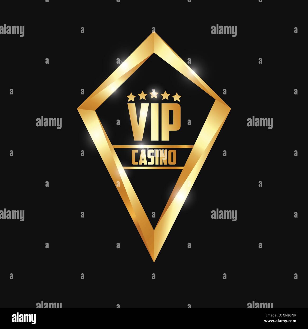 Casino Diamond VIP Logo de cinq étoiles d'Or Illustration de Vecteur