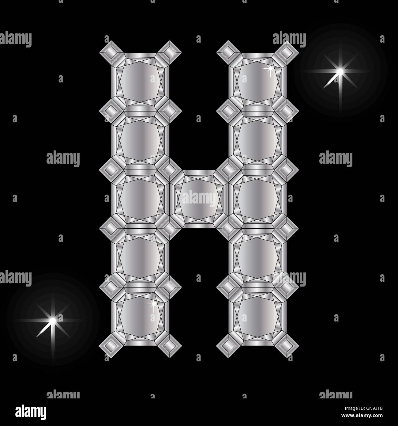 Metal lettre H. pierre gemme. Des formes géométriques Illustration de Vecteur