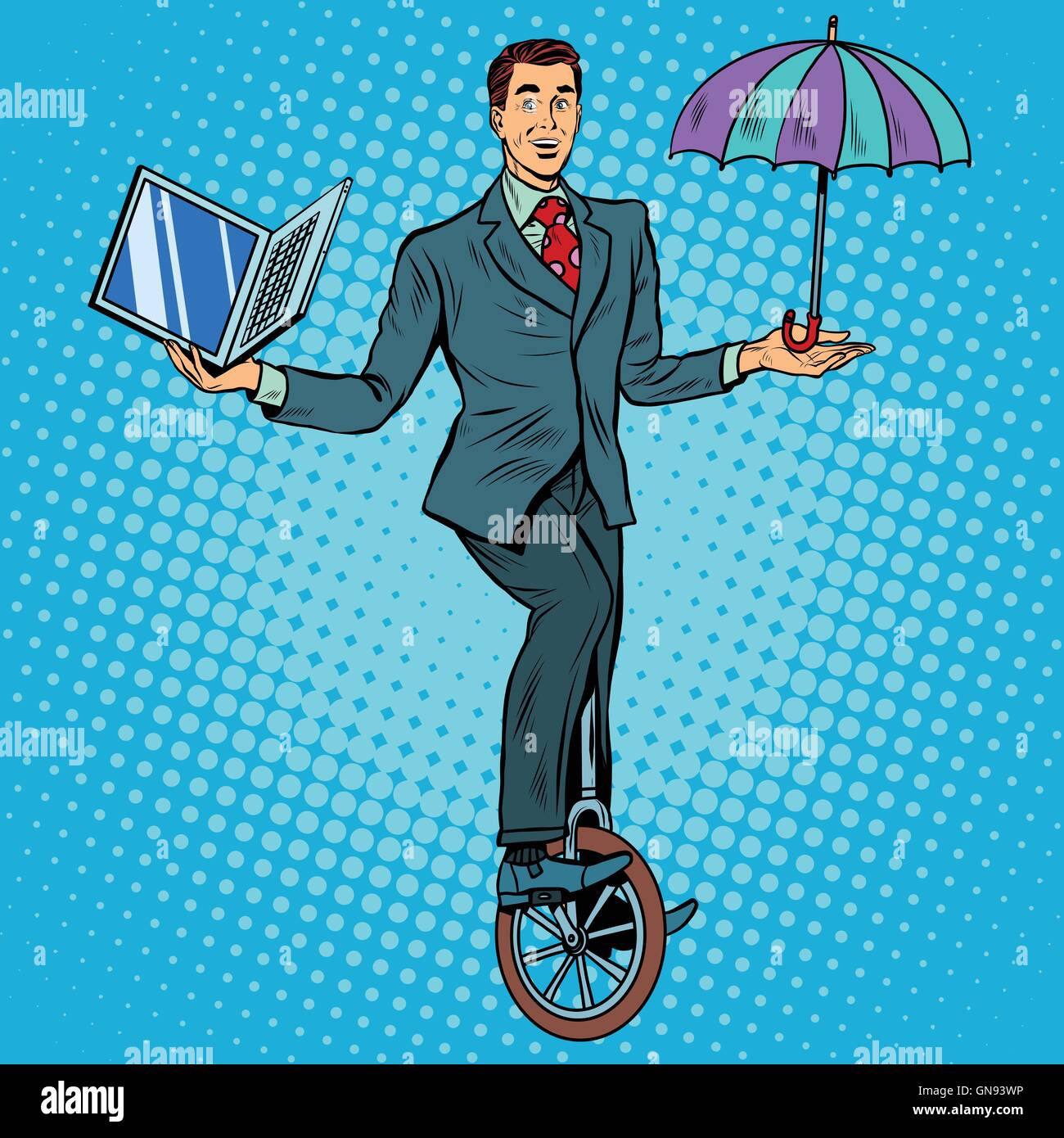Homme d'affaires sur l'équilibre d'affaires monocycle Illustration de Vecteur