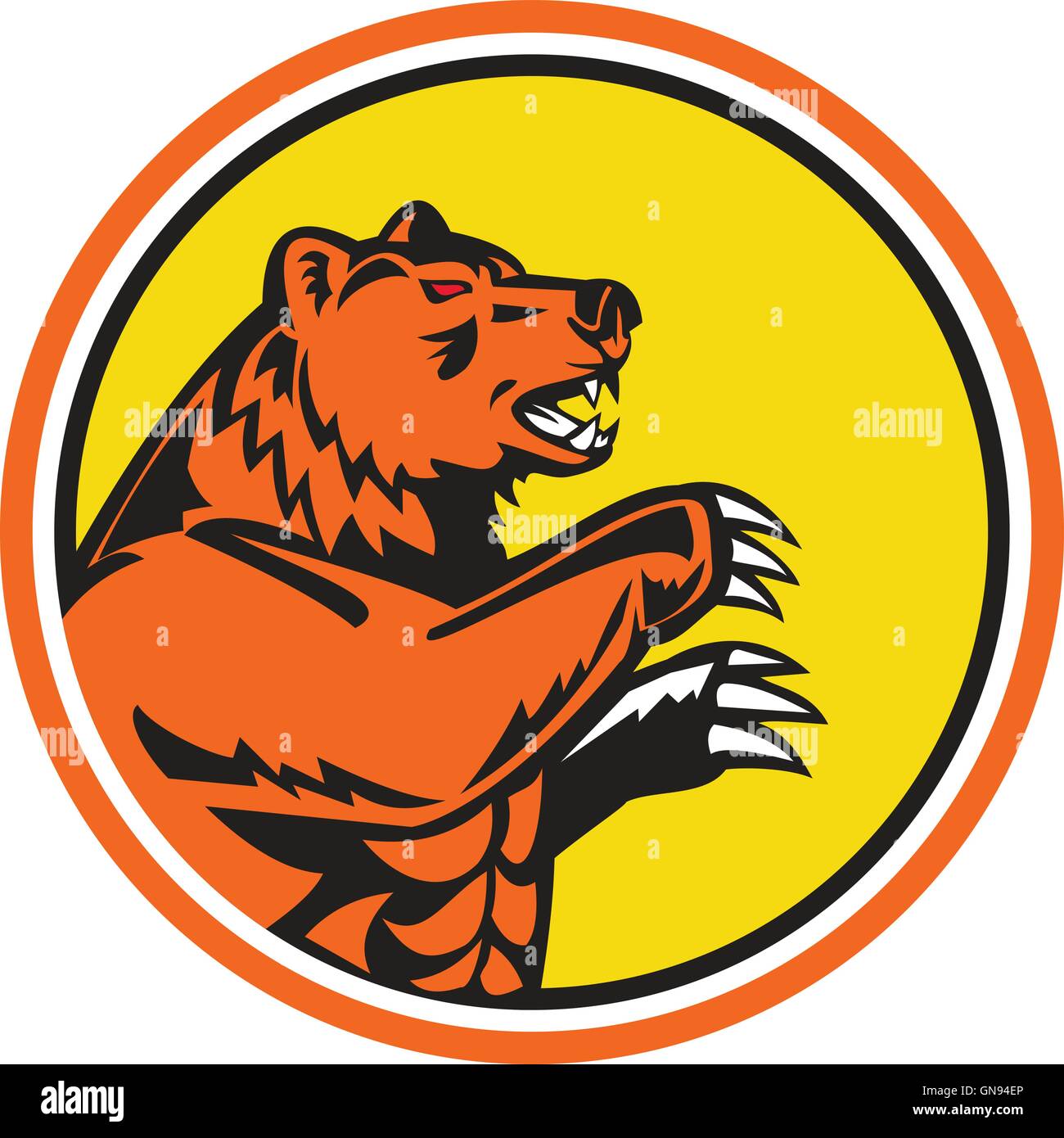 Du côté de l'ours grizzli Californie Retro Circle Illustration de Vecteur