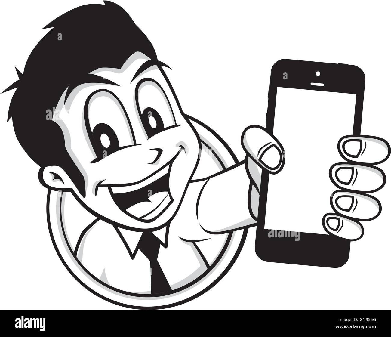 Cartoon guy holding phone Illustration de Vecteur