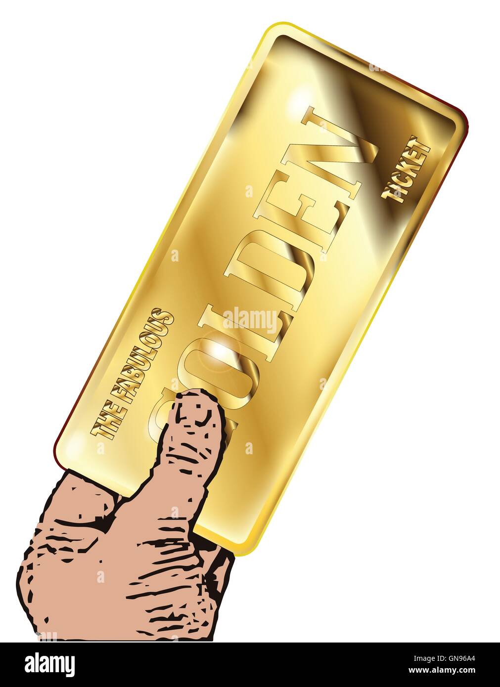 Un ticket gagnant d'or sur un fond blanc Photo Stock - Alamy