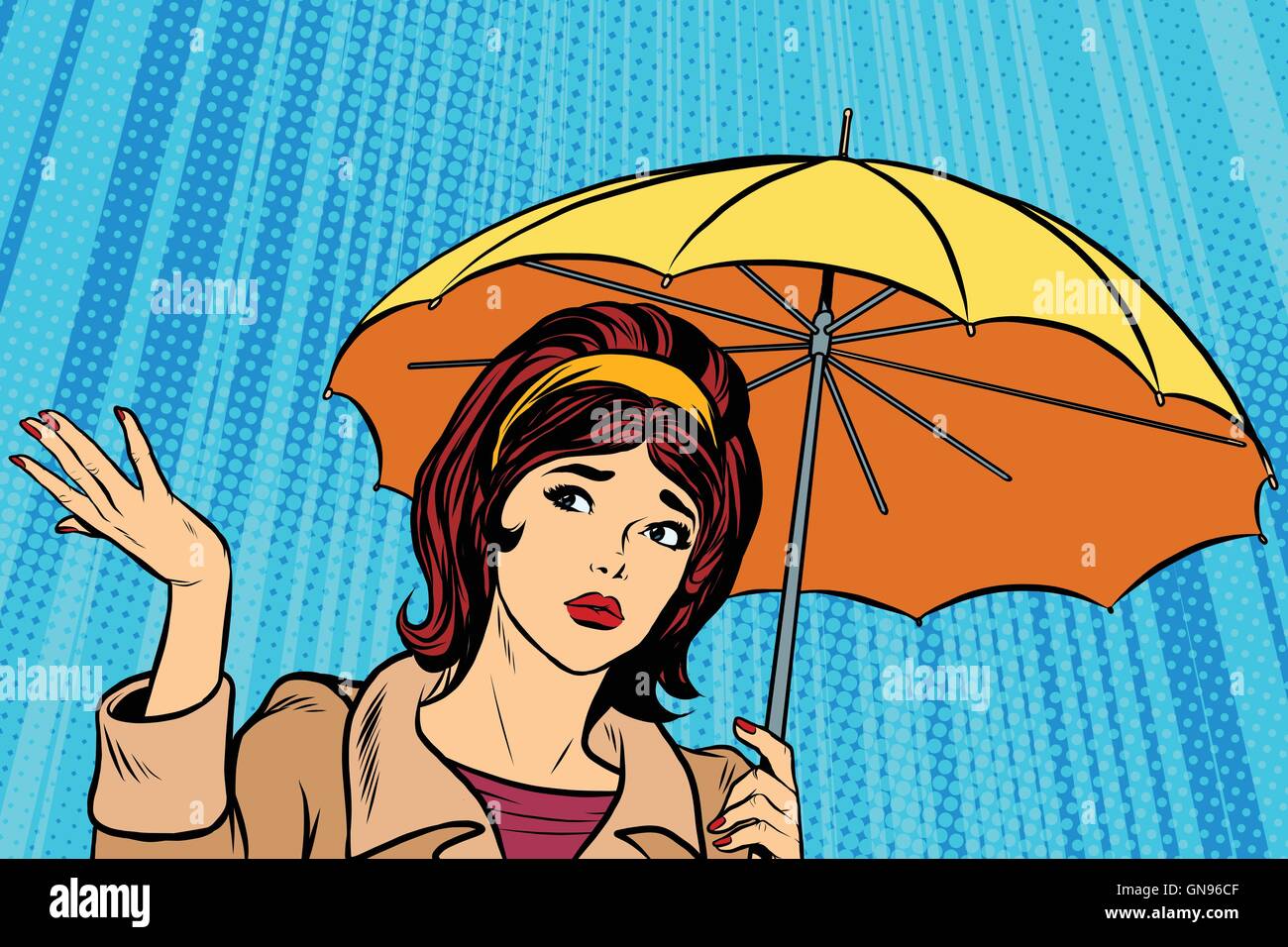 Fille sous la pluie Banque d'images vectorielles - Alamy