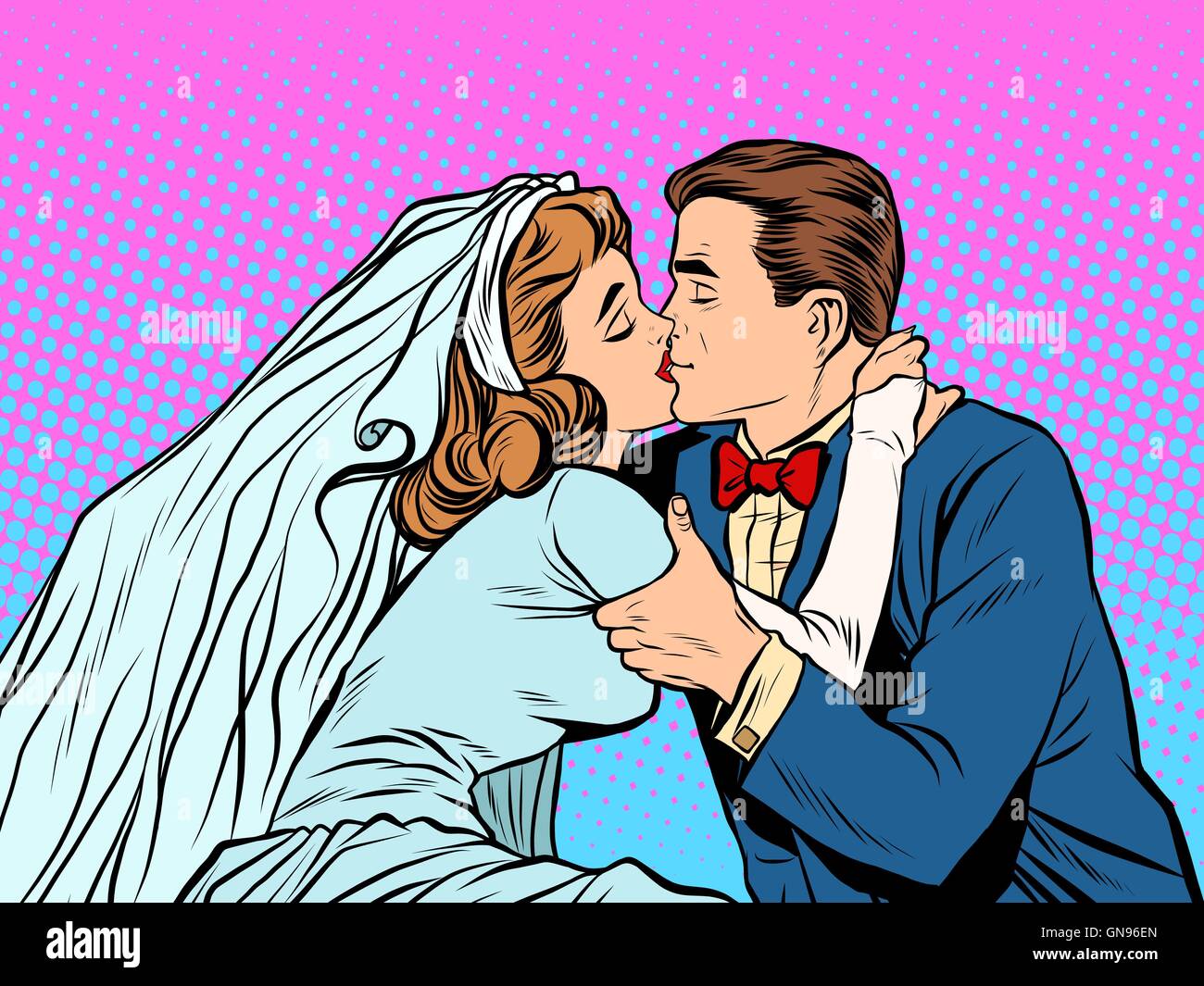La mariée et le marié baiser Illustration de Vecteur