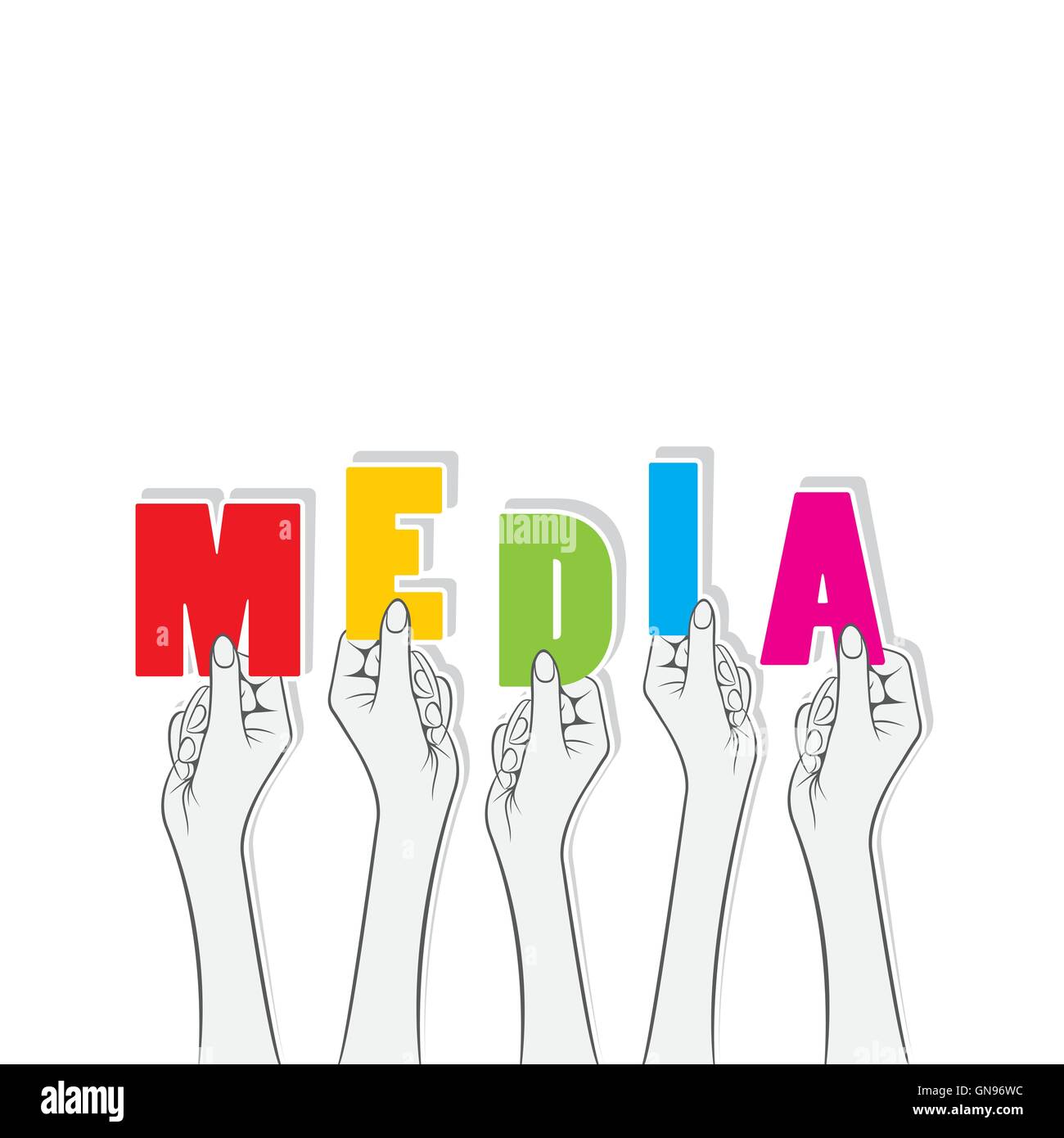 Media mot hold dans la main concept design vector Illustration de Vecteur