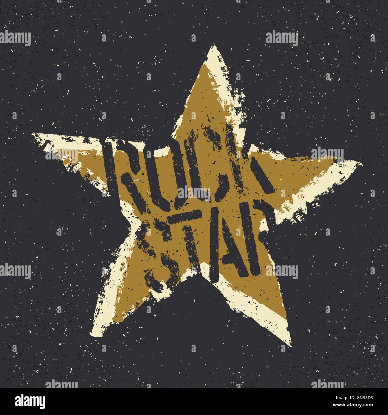 Rockstar. Grunge star avec lettrage. Modèle de conception d'impression en t Illustration de Vecteur