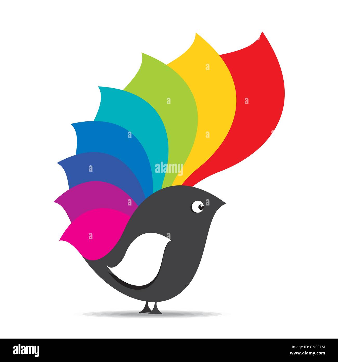 Oiseau avec les ailes colorées design Illustration de Vecteur