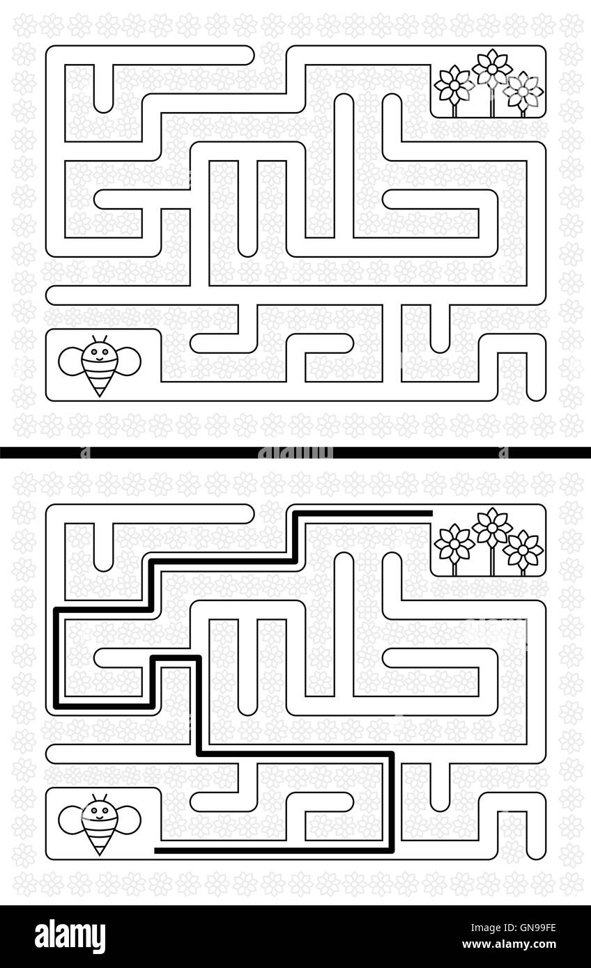 Labyrinthe d’abeille facile Illustration de Vecteur