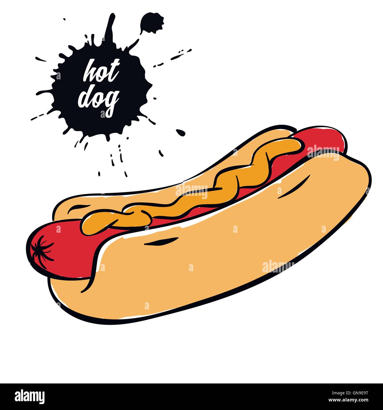 Hot-dog à la moutarde Illustration de Vecteur Hot-dog à la moutarde Illustration de Vecteur