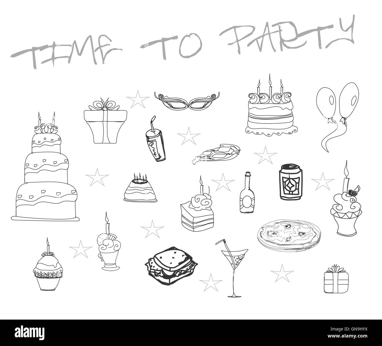 Ensemble de parties doodles Banque D'Images