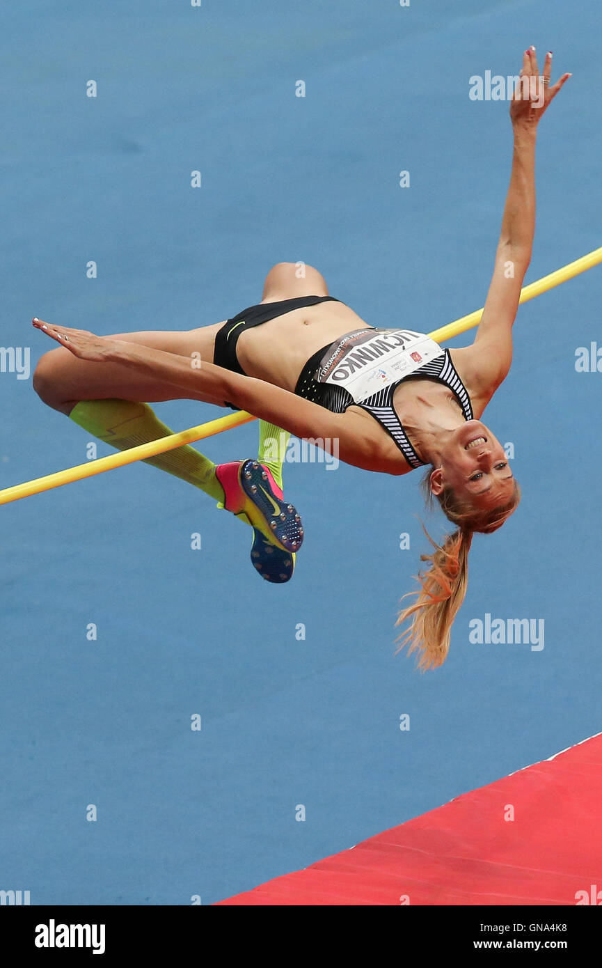 Varsovie, Pologne. Août 28, 2016. Kamila Skolimowska Athlétisme Memorial. Kamila Licwinko (POL), remporte le saut en hauteur femmes Action © Plus Sport/Alamy Live News Banque D'Images