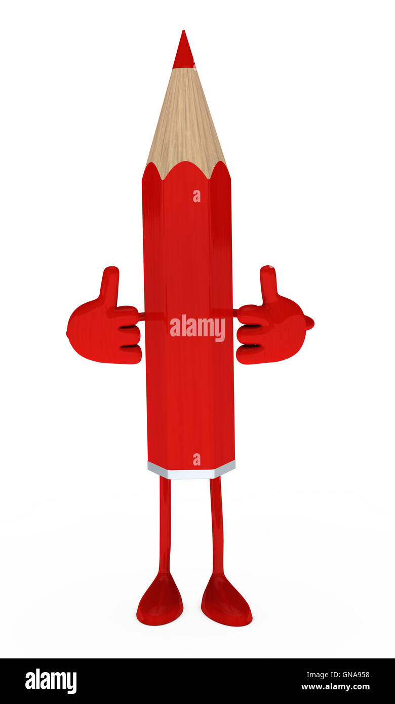 Crayon rouge thumb up Banque D'Images