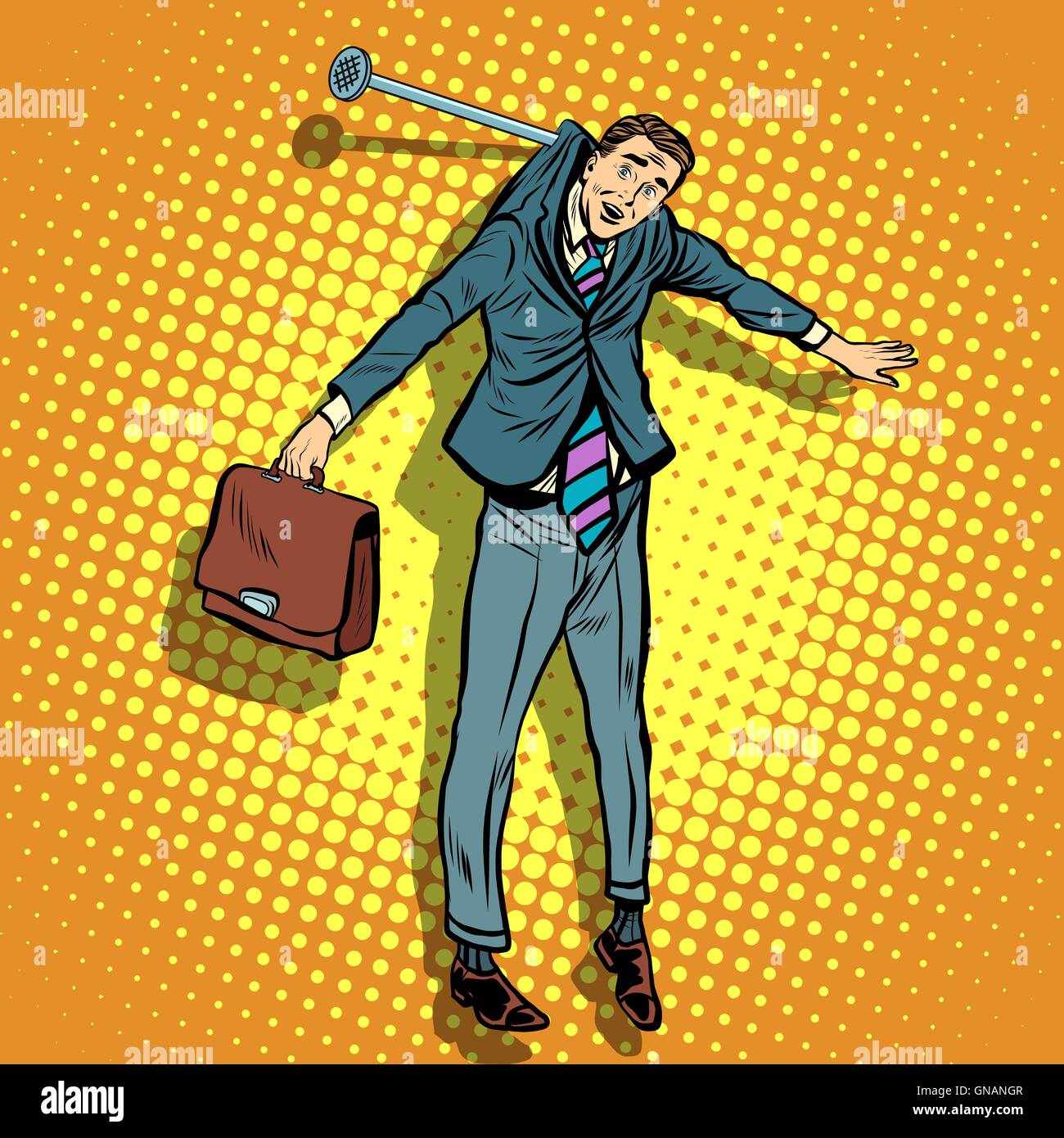 Businessman accroché au mur Illustration de Vecteur