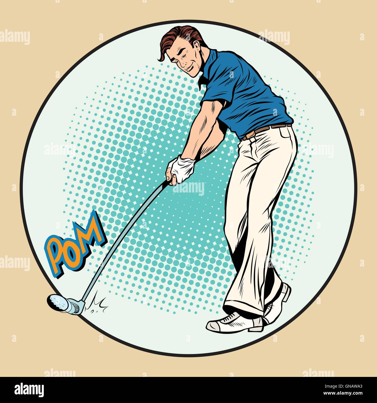 Joueur de golf a un bâton dans le ballon Illustration de Vecteur