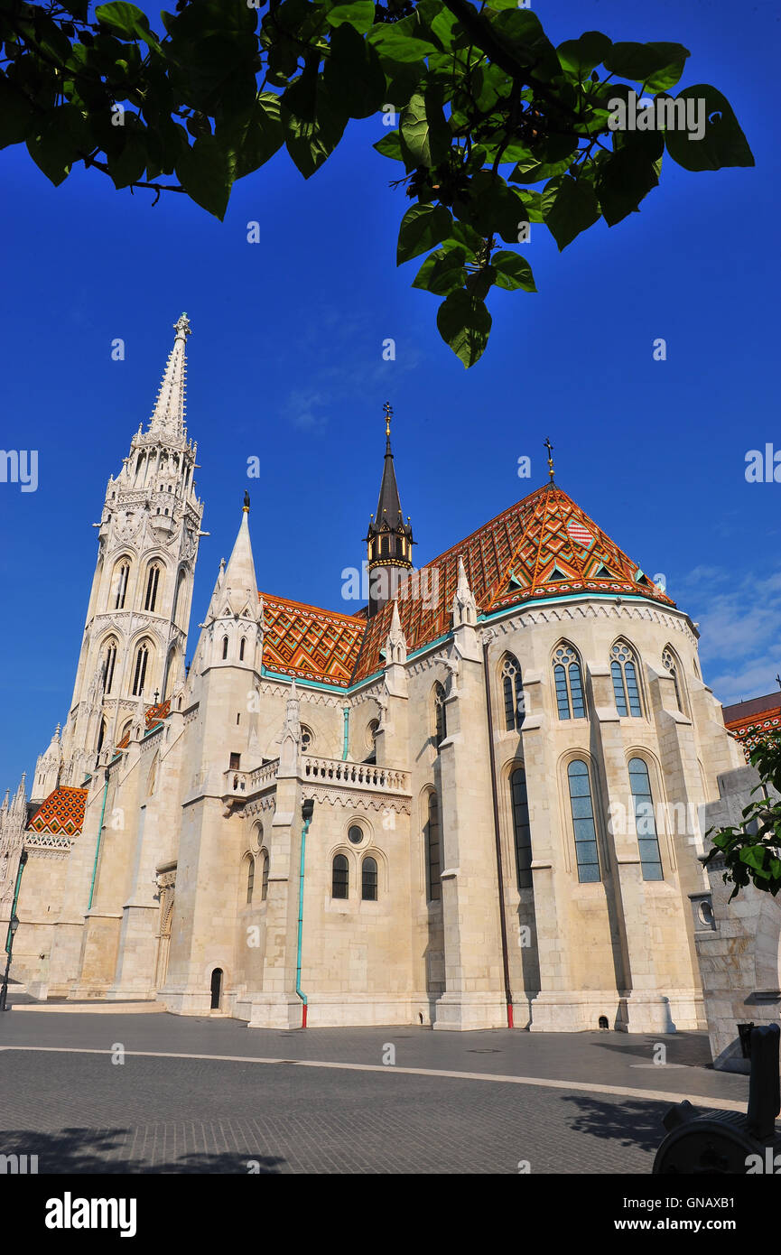 Façade de l'église Saint Mattew à Budapest, Hongrie Banque D'Images