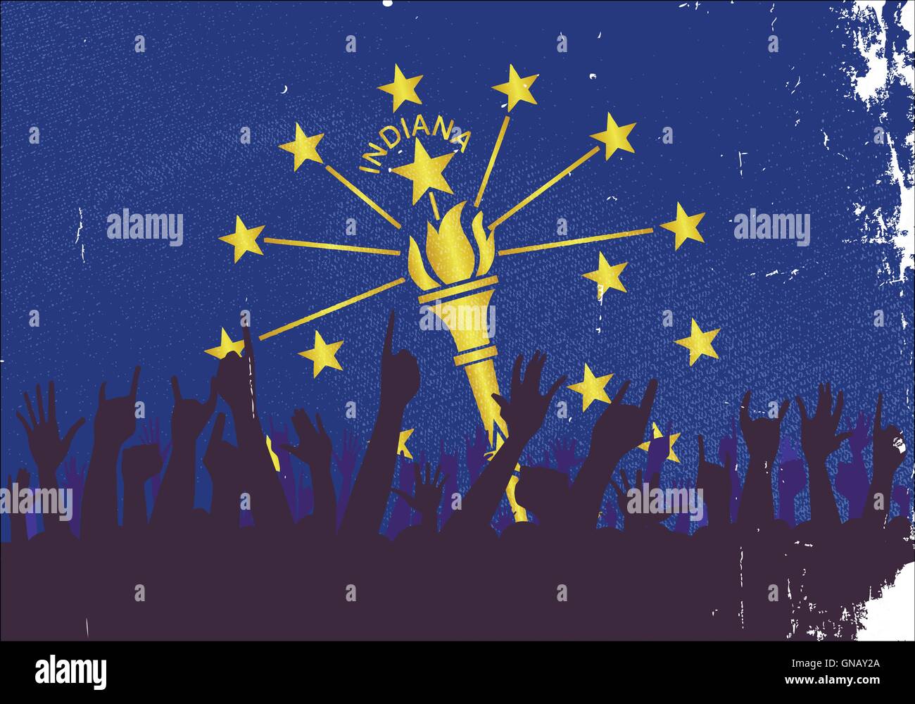 Drapeau d'état de l'Indiana avec Audience Illustration de Vecteur