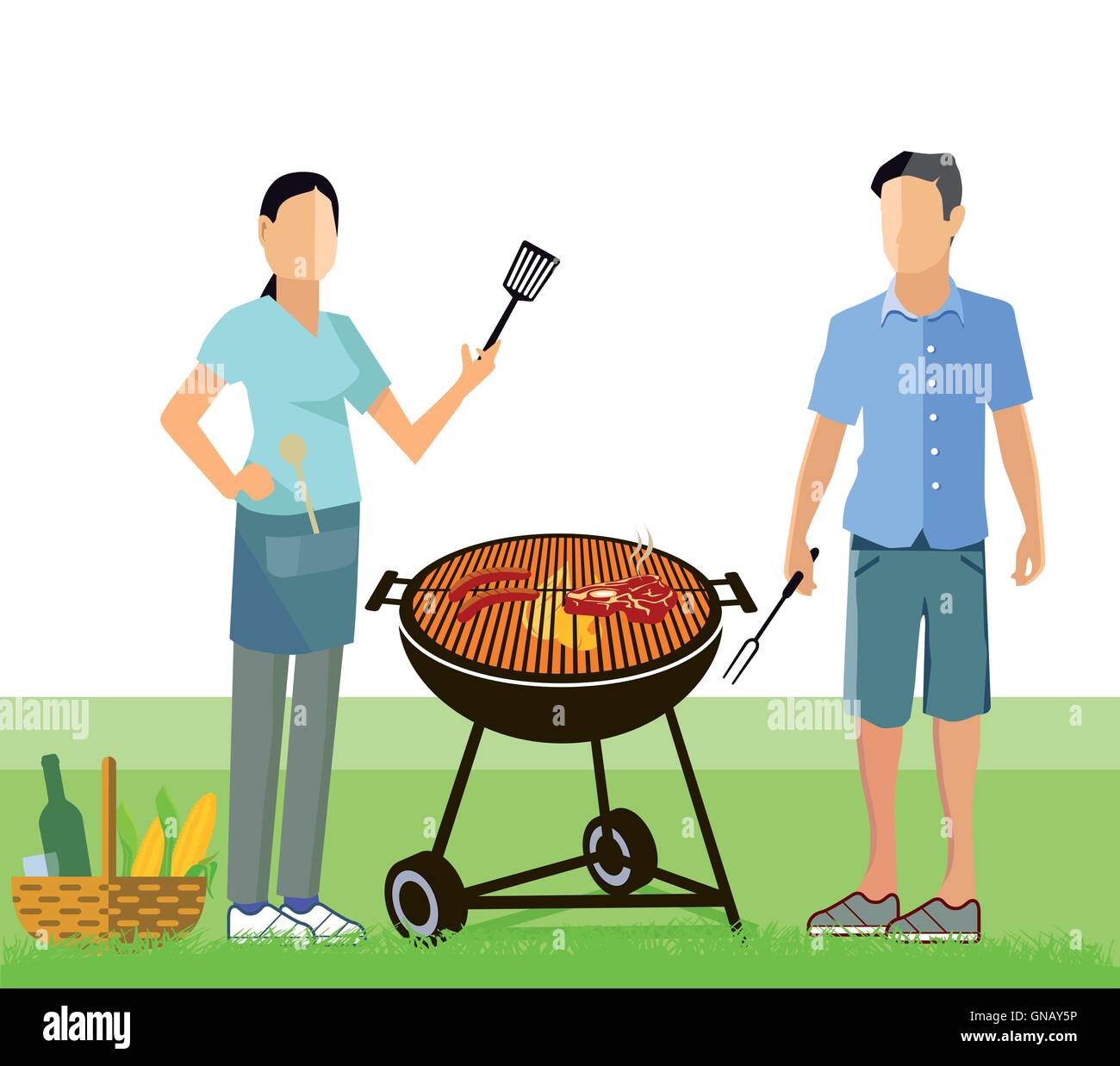 Partie de barbecue et de pique-nique Illustration de Vecteur