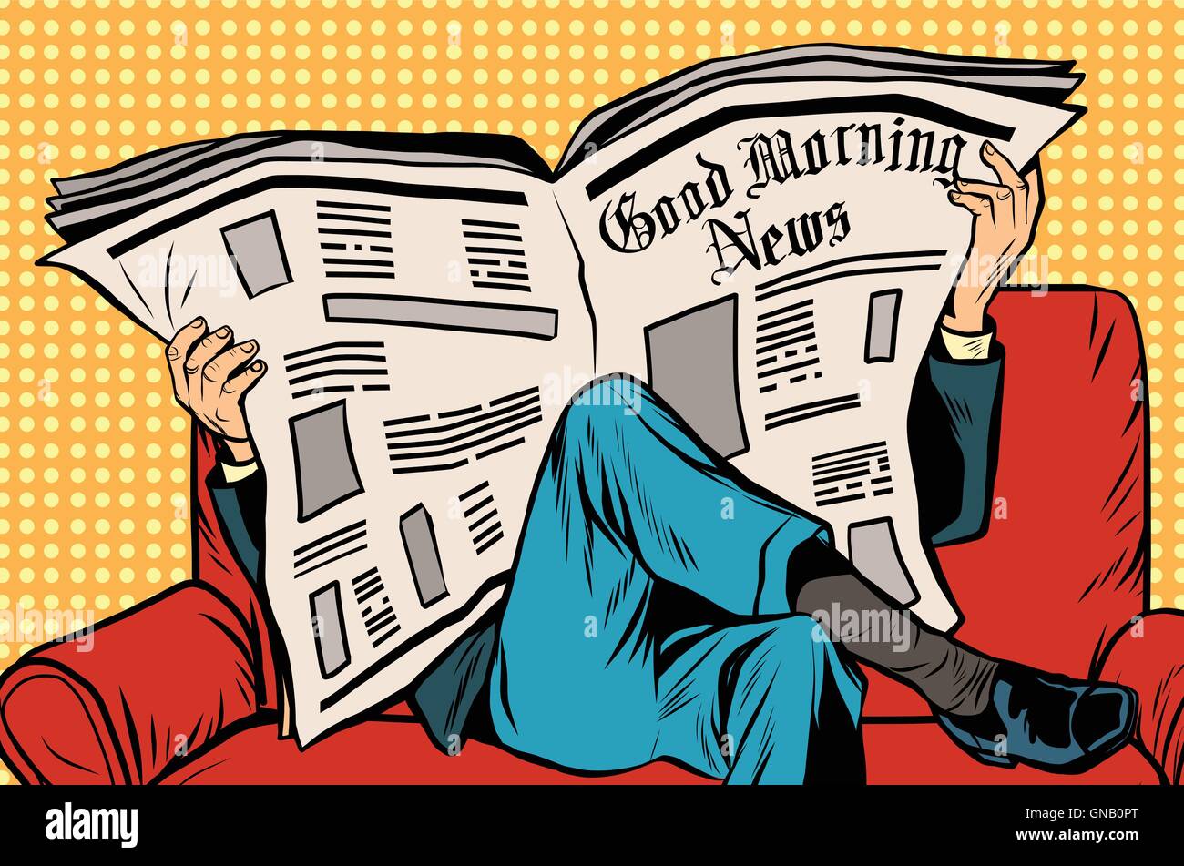 L'homme se lit le journal du matin Illustration de Vecteur