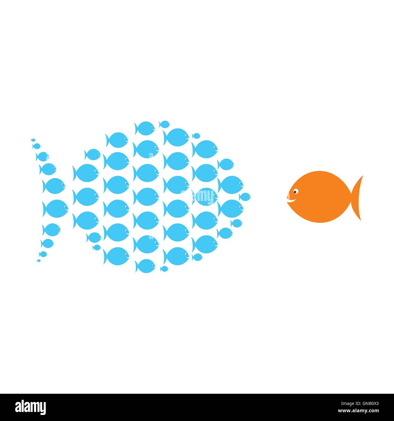 Groupe des petits poissons avec des gros poissons concept design vector Illustration de Vecteur